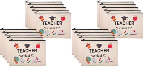 Frienda 10 Pieces Cosmetic Bags Travel Toiletry Case with Zipper for Teacher Appreciation Gifts(7.87 x 5.71 Inches) (Pack of 2)