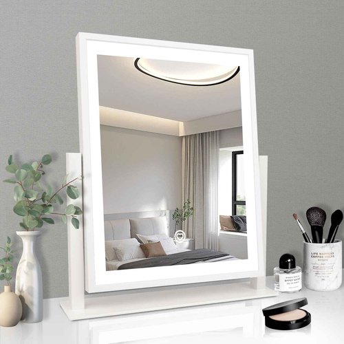 Beelux Vanity Mirror with Lights, New Hollywood Lighted Makeup Mirror with Dimmable Light, Smart Control, Memory, Adjustable Warm White/Natural/Daylight, Birthday (White, 15" L x 14" W)