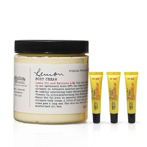 C.O. Bigelow Lemon Body Cream No. 005, 8 oz. & Lemon Lip Cream Trio, 0.5 oz. (Pack of 3)