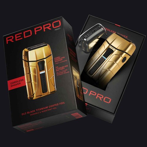 RED Pro Cord/Cordless Rechargable Titanium Foil Shaver and Men Grooming Pouch