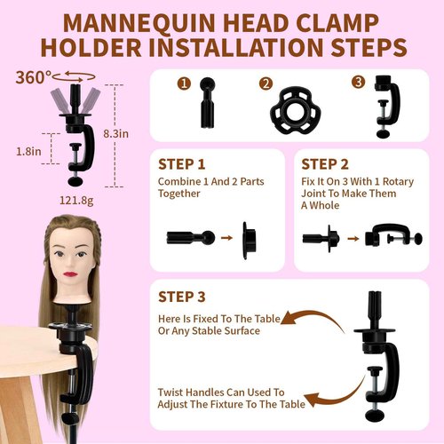 Presilkee 28" Cosmetology Mannequin Head With Hair - Doll Head For Hair Styling | wig Mannequin Head For Braiding, Cutting & Styling Practice | Includes Free Wig Stand & Hair Tools Set (Golden)