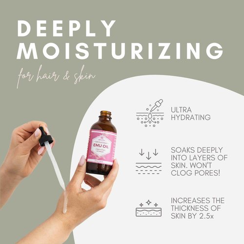 Leven Rose Emu Oil 32oz bulk, 100% Pure Natural Hair Strengthener Anti Aging Skin Moisturizer