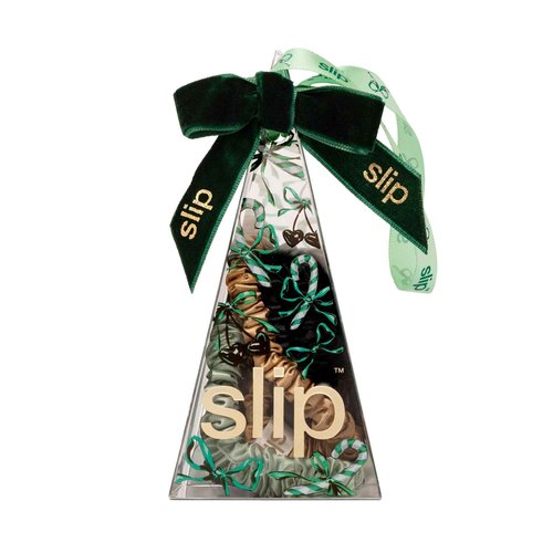 slip Skinny Scrunchies in Sweetie Pie Ornament Packaging: Anti-Crease, Anti-Breakage Slipsilk™ Design Protects Delicate Hair | Includes 4 Pure Silk Scrunchies
