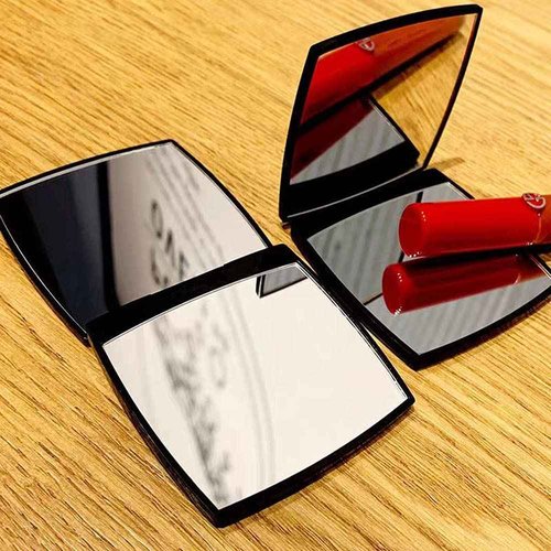 EUTECH 12 Pcs Fashion Compact Cosmetic Mirror, Elegant Compact Purses Makeup Mirror, Small Compact Mirror 2 x 1 Magnification, Square Compact Mirror, Perfect for Purses - Travel, Black