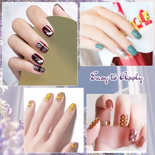 Biutee Nail Stamper Kit 12Pcs Nail Stamping Plate 8Pcs Stamping Gel Polish Nail Stamping Kit with Silicone Stamper Scraper Storage Bag Lace Plaid Stamp Template Christmas Gift for Women