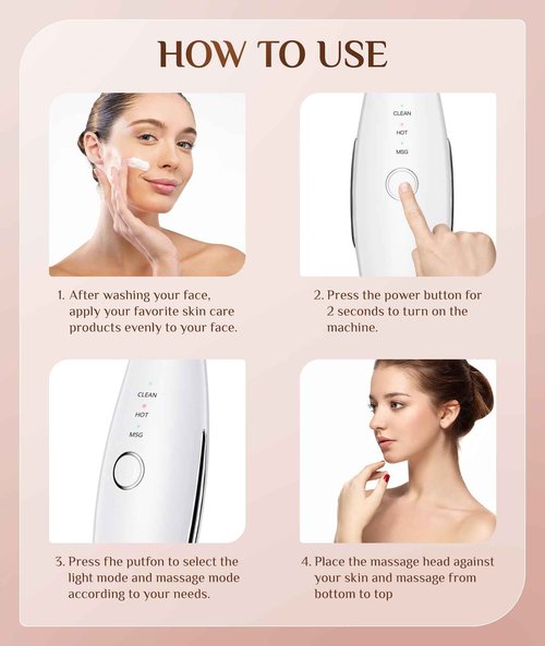 Dopsikn 7 Color Galvanic Machines - Red Light Therapy for Face and Neck, Face Massager Tool for Wrinkles, Double Chin, Vibrating Facial Massager with Thermals, White