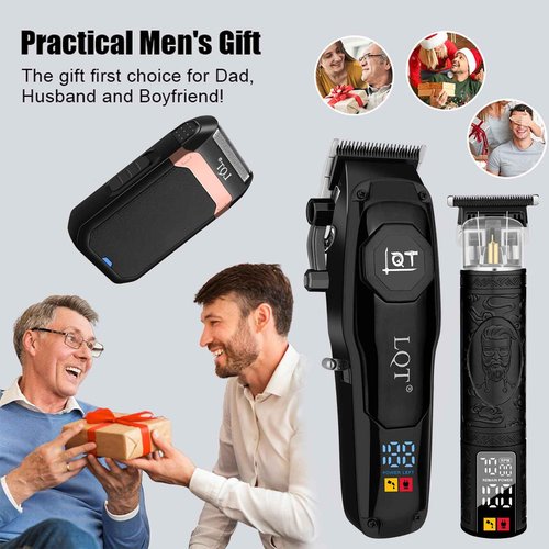 LQT Professional Cordless Hair Clippers for Men, Electric T-Blade Trimmer with LED Display, Long Battery Life, Grooming Kit for Haircuts & Beard Trimming,for Home, Barber, Travel