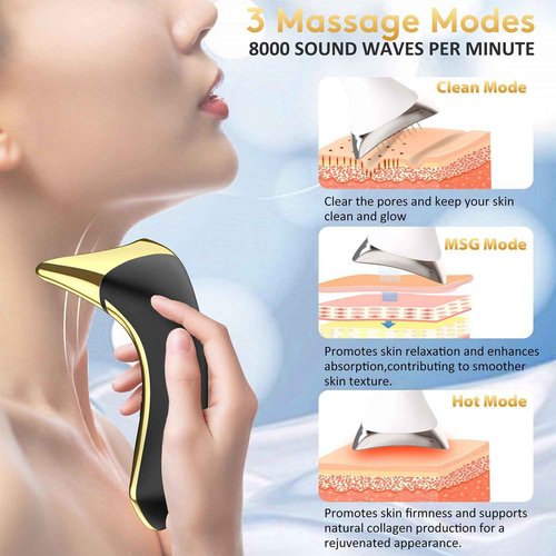 MEBAO True Beauty Glow Facial Massager for Neck Care, Red Light for Face,Water Resistant Luminesce 5-in-1 Led Facial Sculptor