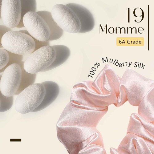 ZIMASILK 100% Mulberry Silk Hair Scrunchies, Best For Women And Girls’Hair, Elastic Hair Bands For Ponytail Holder Gentle And No Hurt (5 Pack, Light Blue, Pink, White, Taupe, Peacock Blue)
