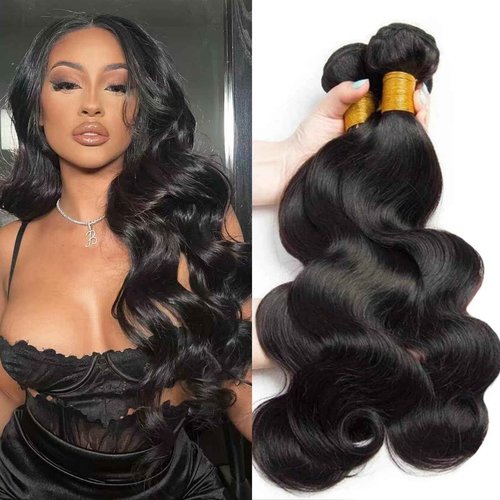 12A Human Hair Bundles 18 18 18 Inch Body Wave 100% Unprocessed Hair 3 Bundles Deals Extensions Quick Weave Human Hair Natural Black Color
