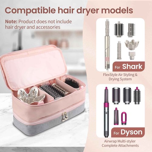 Wisreach Travel Carrying Case for Shark Flex Style, Double Layer Storage Case for Shark SpeedStyle Hair Dryer Attachments,Portable Storage Organizer Bag for Shark Flexstyle/Dyson Airwrap Styler