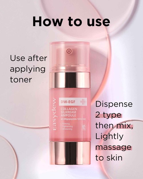 EASYDEW DW-EGF 55% Collagen Silkream Ampoule- Korean Facial Serum for Firmness & Elasticity with EGF Peptides, Amino Acids - Day & Night Age-Defying Silky Smooth Skincare, 1.86oz.