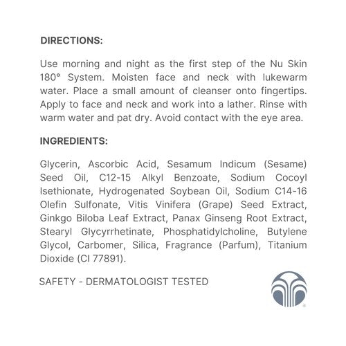 Rediscover Youthful Skin with Nu Skin 180° Face Wash - Anti-Aging Cleanser for Smoother Skin, Diminished Wrinkles, and Dark Spot Reduction - Creamy Vitamin C Formula