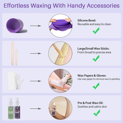 BLITZWAX Brazilian and Bikini Waxing Kit With 2.6lb Lavender and Cream Wax Beads, Hard Wax Warmer for Face, Legs and Body, At Home Hair Removal Kit, Beginner Friendly, Digital Fast Heating