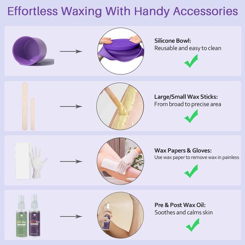 BLITZWAX Brazilian and Bikini Waxing Kit With 2.5lb Lavender Wax Beads, Hard Wax Warmer for Face, Legs and Body, At Home Hair Removal Kit, Beginner Friendly, Digital Fast Heating, 56 Wax Items