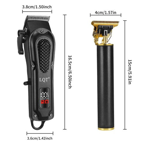 LQT® Men's Professional Hair Clippers Kit，Cordless & Corded Barber Clippers Set，Grooming Rechargeable Beard Trimmer with Adjustable Blade