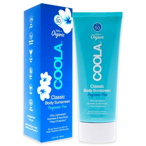 COOLA Organic Sunscreen SPF 50 Sunblock Body Lotion, Dermatologist Tested Skin Care for Daily Protection, Vegan and Gluten Free, Fragrance Free, 5 Fl Oz (Pack of 2)
