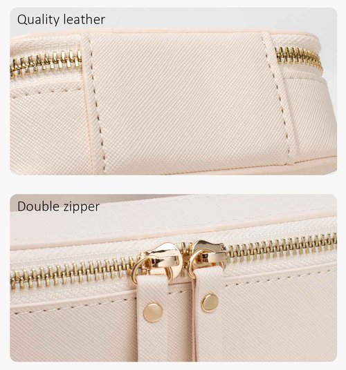 LETGO Clear Makeup Bags Set - TSA Approved Toiletry Bag with Handle Large Opening, Clear Toiletry Bags Case Pouch for Traveling Travel Car Orangizer Storage Essentials(Mini+Large Beige)