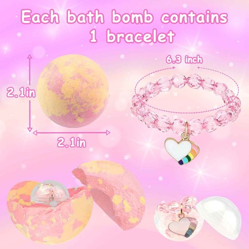 Bath Bombs for Kids with Surprise Inside, 12 Pcs Bubble Kids Bath Bombs for Girls with Toys Inside, Unicorn Bath Bombs Surprise Jewelry Gifts Set for Girls Toddlers Princess Birthday Christmas Easter