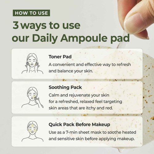 Rbfy. Daily Ampoule Pad – Centella Asiatica Infused Toner Sheets with Antioxidant Deep Nourishing Plant Extracts and Separate Ampoule Pouch for Skin Radiance – (100 Pads)