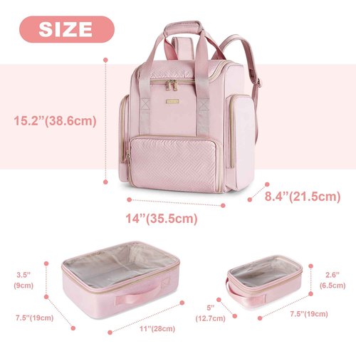 Prokva Tattoo Travel Case with 3 Cases, Tattoo Supplies Storage Organizer Backpack, Tattoo Stencil Printer Carrying Bag, Pink