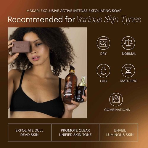 MAKARI Exclusive Active Intense Radiance Bundle: Exfoliating Soap & Tone Boosting Glycerin for Brightening, Even Skin Tone & Radiance