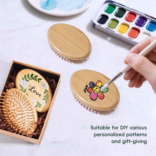 12PC Bamboo Hair Brush - Bulk Bamboo Bristles Detangling Brush for Hair Growth,Massage Scalp & Anti Static HairBrush for Women,Men,Kid(Pack of 12)