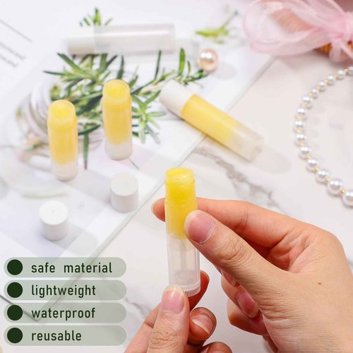 Nuanchu 500 Pcs 0.19 oz/ 5.5 ml Empty Lip Balm Tubes Round PVC Lip Gloss Tubes with Caps Lightweight Clear Balm Containers Refillable for Homemade DIY