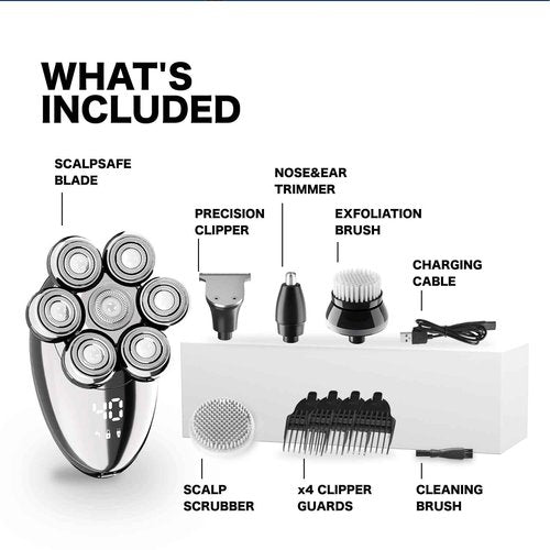 Head Shavers for Bald Men, Electric Razor, IPX8 Waterproof Dry/Wet Bald Head Shaver with 10000 RPM High-Speed Motor, Rechargeable Head Razor with LED Display, USB-C Cable, Perfect for Home & Travel