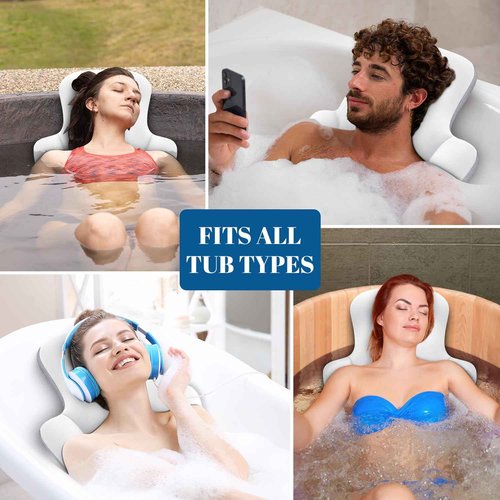 Full Body Bath Pillow for Bathtub, Thick & Luxury Bathtub Cushion with 192 Suction Cups, Bathtub Pillows for Head & Neck, Back Support, Ideal Bath Accessories for Women' Gifts Spa, Soaking, Tub