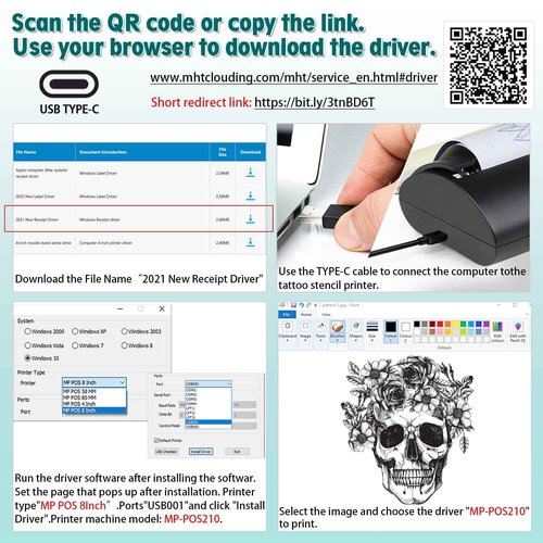 Atelics Wireless Tattoo Transfer Stencil Printer, with Storage Case and 10Pcs Transfer Paper, Portable Tattoo Transfer Thermal Copier Machine, Compatible for iOS＆Android Phone, iPad＆PC