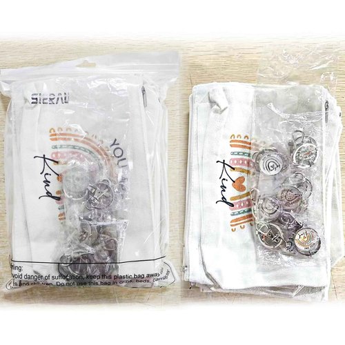 Sieral 20 Pcs Bulk Inspirational Gifts for Women Canvas Makeup Bags Cosmetic Bag Toiletry Pouch with Keychain Appreciation Return Gifts for Girls Employee Nurse Teacher Friend Birthday(Rainbow)