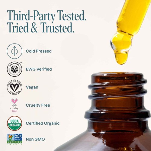 Cliganic Organic Rosehip Seed Oil 16oz with Pump for Face, Hair & Body, 100% Pure (Packaging May Vary)