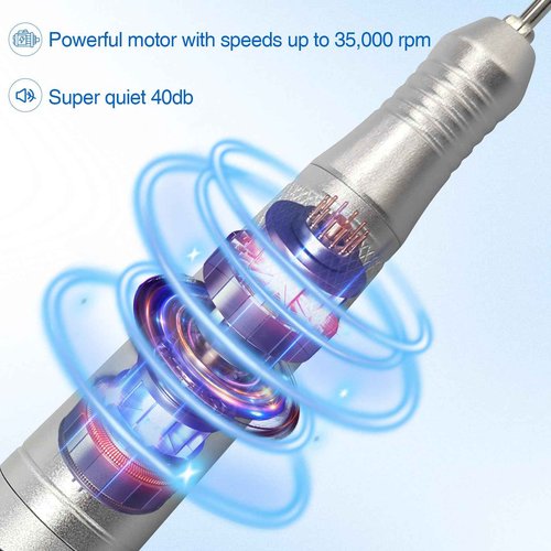 Cordless Nail Drill Set, Rechargeable & Adjustable Speeds Nail Drill Machine, Portable Nail File for Acrylic Gel Dip Powder Nails, Manicure Pedicure Tools Polishing Set for Beginner Silver