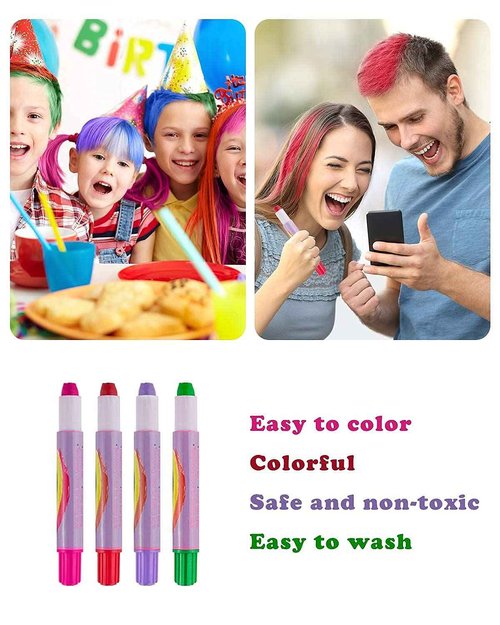 MSDADA Bundle, 10pc Hair Chalk Comb & 12pc Hair Chalk, Temporary Bright Hair Color for Girls Kids, Gift for Girls Age 4 5 6 7 8 9 10 Birthday Cosplay Children's Day, Halloween, Christmas Party
