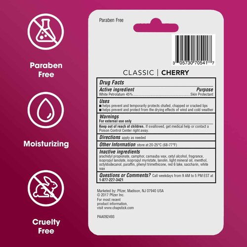 ChapStick Lip Balm, Classic Cherry 3-Packs (12 Sets/36 Tubes) – Bulk Lip Care, Fruity & Sweet, 0.15 Oz Ea