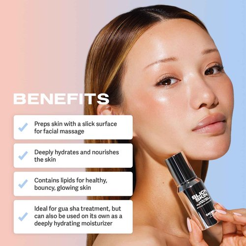 Sacheu Gua Sha Starter Kit with Slick Skin Oil — Face Gua Sha for Enhanced Lymphatic Drainage, Reduced Puffiness and Relieved Facial Tension — Metal Face Sculpting Tool With Travel Pouch
