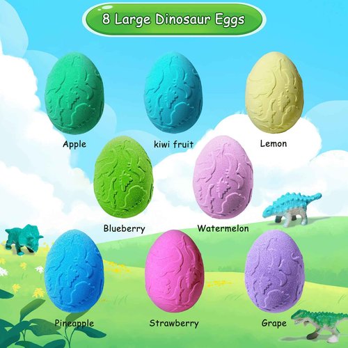 Persidra Kids Bath Bombs with Surprise Inside, XXL Large Dinosaur Bath Bombs 8pcs Bath Bomb Set with Toys Inside, Dino Toy Gifts for Kids Age 3 4 5 6 7 8 9 10 11 12