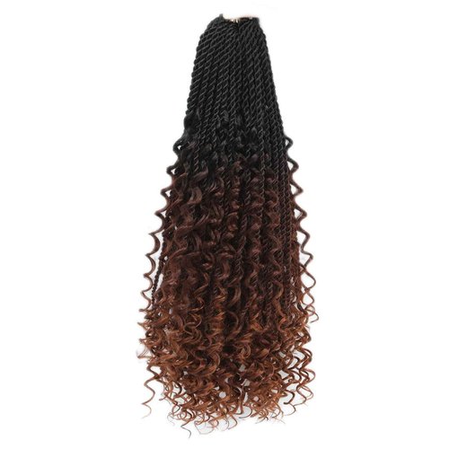 Senegalese Twist Crochet Hair with Curly Ends - 16 Inch Boho Island Twist Crochet Hair 8 Packs Boho Goddess Twist Crochet Hair Pre Looped Crochet Twists with Curly Ends(16(8Packs), 1B/33/30)