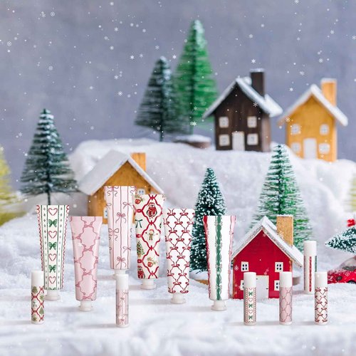 Dansib 36 Sets Christmas Hand Cream and Lip Balm Bulk Gift Set, 6 Scents Coquette Bowknot Christmas Stocking Stuffer Travel Size Hand Lotion Lip Care Holiday Party Favor Gift for Women Staff Coworker