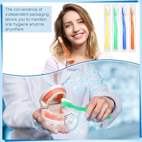 Ziliny 400 Pcs Prepasted Disposable Toothbrushes Bulk Individually Wrapped Pre Pasted Soft Bristle Set Travel Colorful Toothbrushes for Homeless Gift Hotel Camping Travel