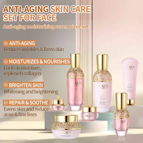 R RadiantRise Anti-Aging Skin Care Set & Kit For Women Facial Skin Care Routine Set Kit 7-In-1 Set Gift Set