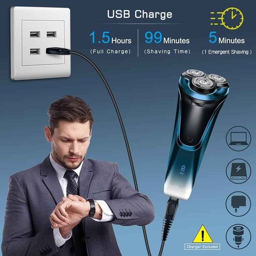Snapbuy Electric Razor for Men, Snapbuy Electric Razor Pro of Father, Ipx7 Waterproof Cordless Shaver with 90-Min Runtime, 4D Floating Head Rotary Shaver, Fast Charging
