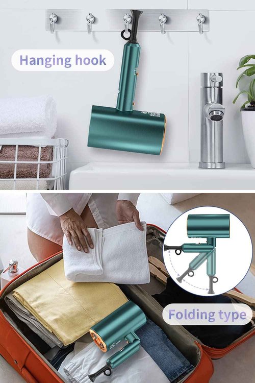 Dxliwky Professional Ionic Hair Dryer Blow Dryer with Diffuser and Concentrator for Curly Hair,Foldable Handle Travel Hair Dryer,Constant Temperature Hair Care (Vintage Green)