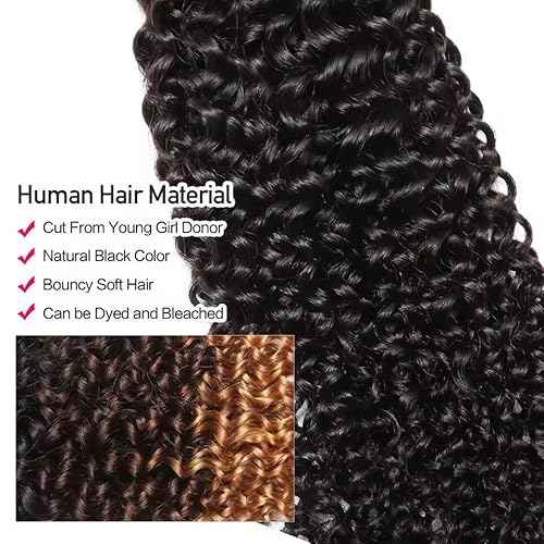VIPbeauty Burmese Curly Human Hair Bundles One Curly Bundles Human Hair 100% Unprocessed Burmese Raw Hair Extension Natural Color Spiral Hair Weft Extensions Quick Weave Bundle 16 Inch