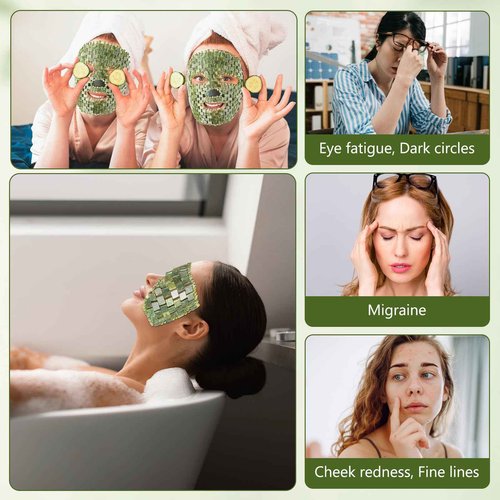 Demissle 4 Pcs Jade Eye Mask Jade Stone Facial Mask Scrap Massage Tool Hair Comb Facial Eye Cooling Stone Massage Tools for Puffy Eyes Dark Circles Gift(Dark Green)