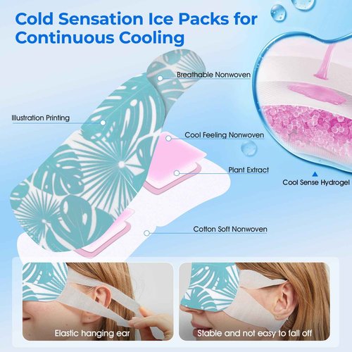ZHENYEMEI Hydrogel Self Cooling Eye Mask,Cold Eye Mask for Puffy & Burning Eyes,Cold Compress for Fast Relief with Fatigue and Headaches, Individually Wrapped Cool Care Travel Essentials,32 Packs