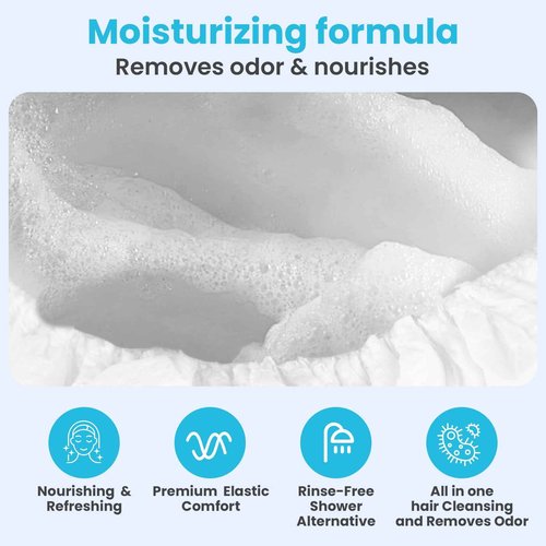 Drench No Water Hair Washing Cap - Waterless Shower Caps with Shampoo and Conditioner - Disposable Rinse Free Wash Aids - Ideal for Elderly and Disabled - Pack of 18