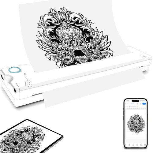 ACETONER ﻿Wireless Tattoo Stencil Printer,Portable Thermal P rinter,Upgrade Wireless Tatoo Printer for Tattoo Artists& Beginners,Compatible with Phone&PC(White)