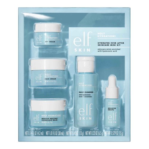 e.l.f. SKIN Holy Hydration! Hydrated Ever After Skincare Mini Kit, Cleanser, Makeup Remover, Moisturizer & Eye Cream For Hydrating Skin, Airplane-Friendly Sizes